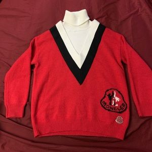 MONCLER GAMME ROUGE Tricolor Logo Turtleneck (XS)